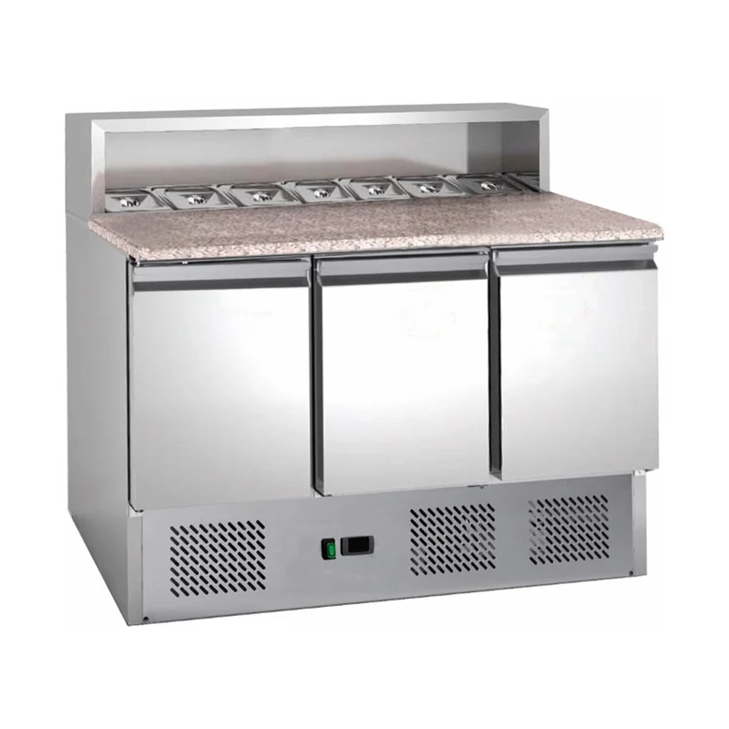 Saladette mit eingebauter Kühlung – 3 Türen – Volumen: 333 Liter – 1365 x 700 x 1087 mm