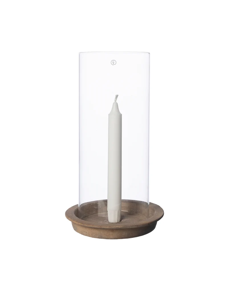 Windlicht Terrakotta mit Glaszylinder