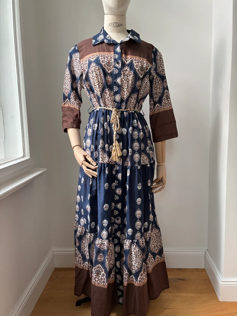 Paisley-Kleid - blau/braun
