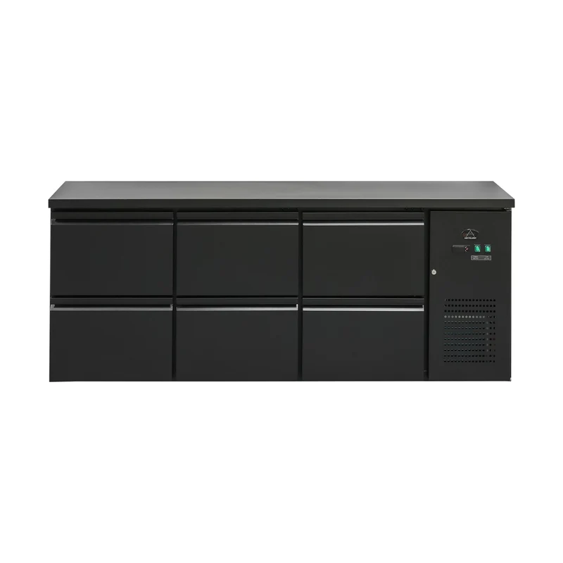 Flaschenkühltisch 425 Liter – Schwarz – 6 Schubladen – 2005 x 520 x 840 mm