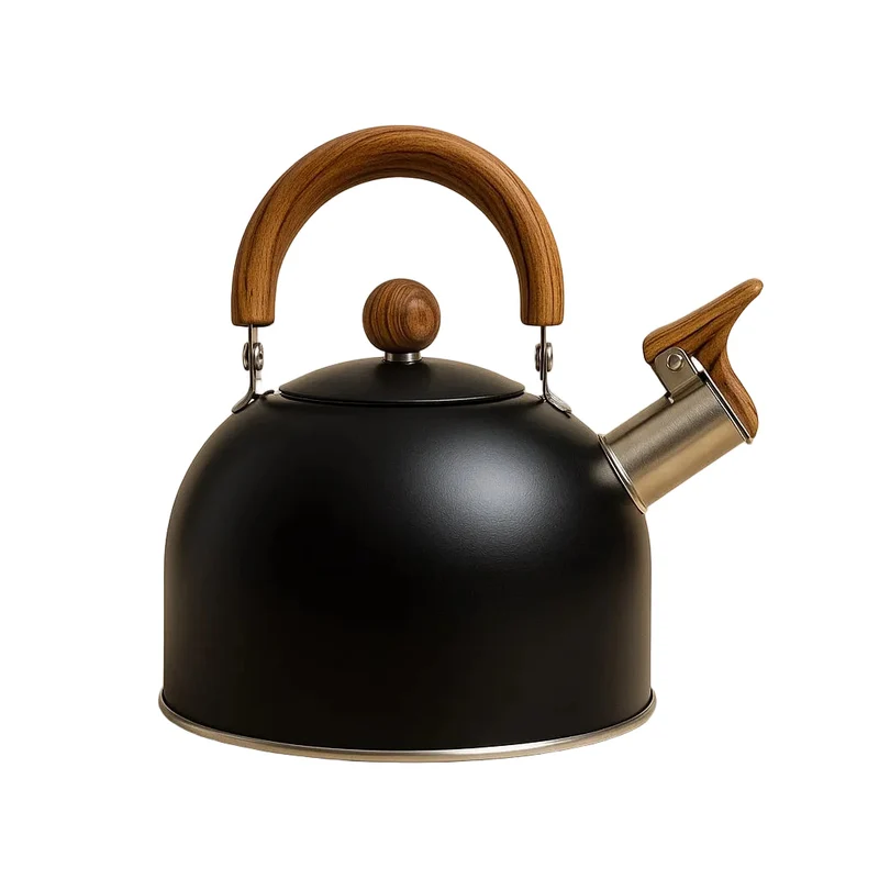 Wasserkessel für Induktion und Herd | 3-Liter-Edelstahlkessel im Retro-Look mit Flötenalarm und klappbarem Griff