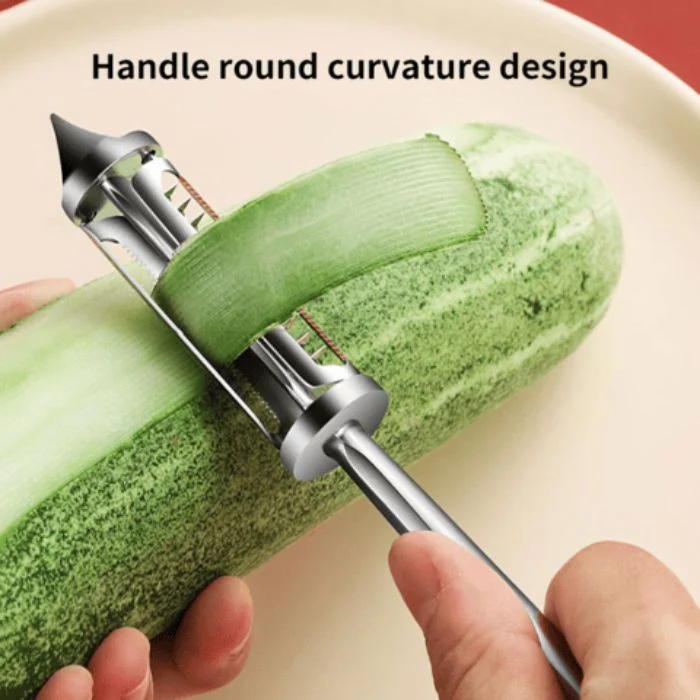 Gemüse-Schäler mit ultrascharfen Doppelklingen aus Edelstahl – SliceMaster Pro | Schälen & Julienne in 1 Tool | Rutschfester Griff