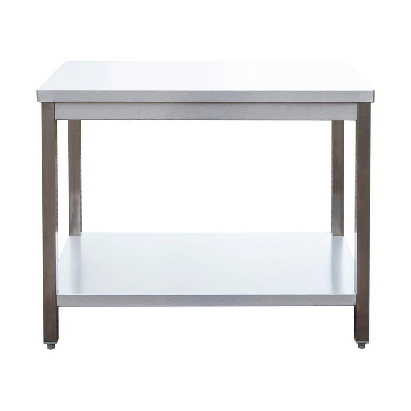 Edelstahl Arbeitstisch verschweißt – Bautiefe 700mm – mit Grundboden – AISI 304 – Breite 1300 mm
