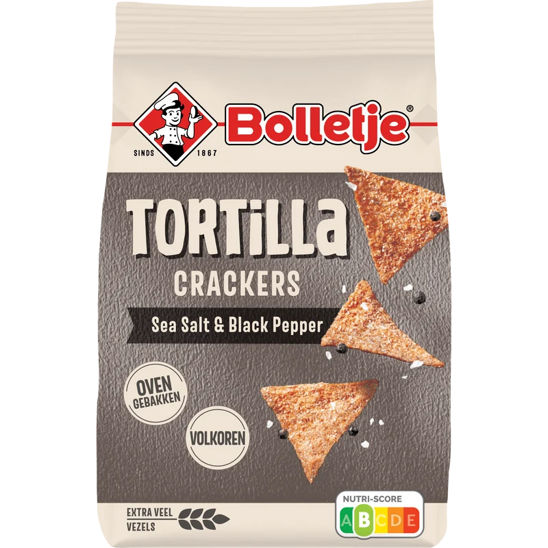 Bolletje Tortilla Crackers Sea Salt Black Pepp.