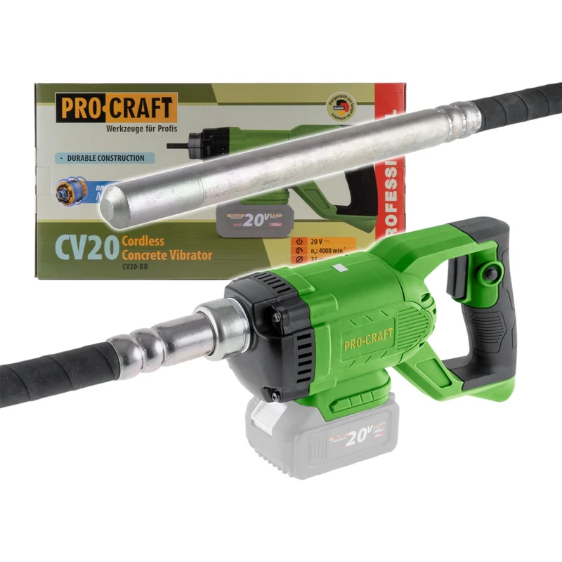 Procraft CV20bb Akku Betonverdichter 20 V 1,5 m Brushless Solo - ohne Akku, ohne Ladegerät