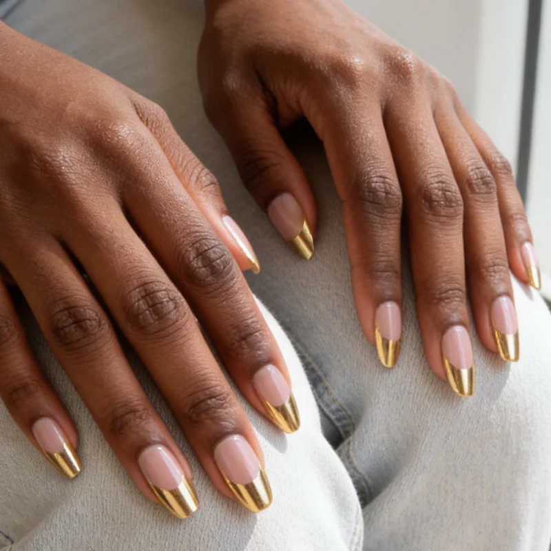 Elegante Metallic Tip Press-On Nägel Karnz