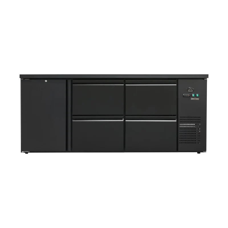 Flaschenkühltisch 425 Liter – Schwarz – 1 Tür + 4 Schubladen – 2005 x 520 x 840 mm