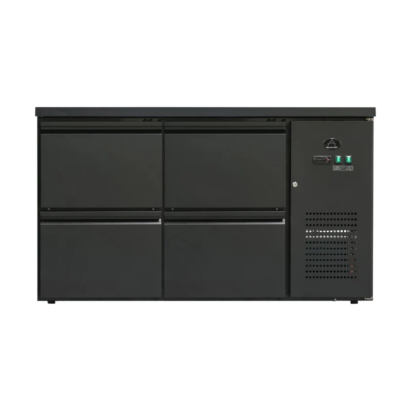 Flaschenkühltisch 280 Liter – Schwarz – 4 Schubladen – 1465 x 520 x 840 mm