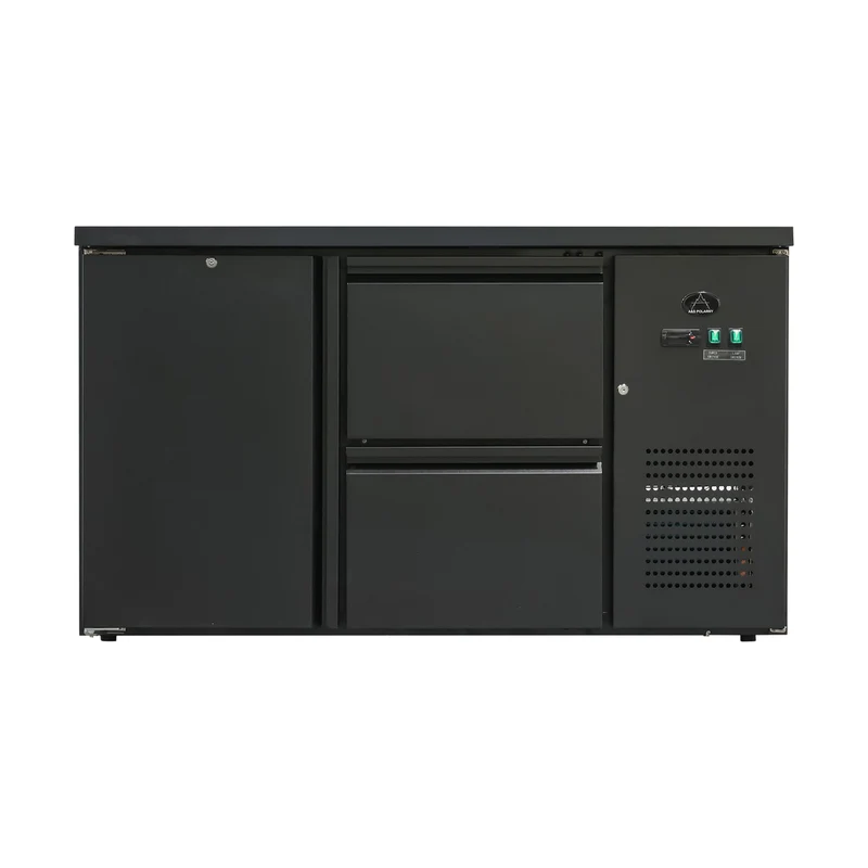 Flaschenkühltisch 280 Liter – Schwarz – 1 Tür + 2 Schubladen – 1465 x 520 x 840 mm