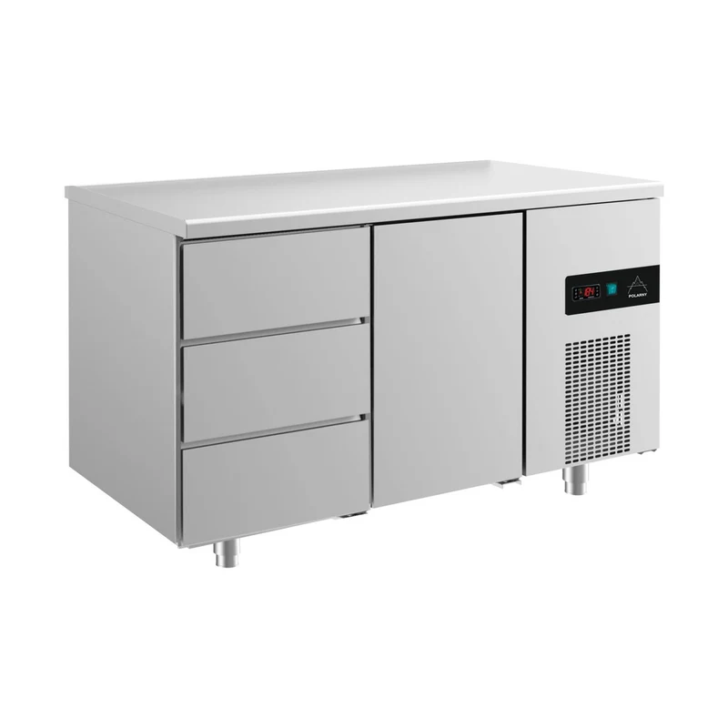 Kühltisch -2 bis +8°C 1400x700x850mm mit 1x Tür und 1x drei Schubladen – Art.-Nr. KT2DT