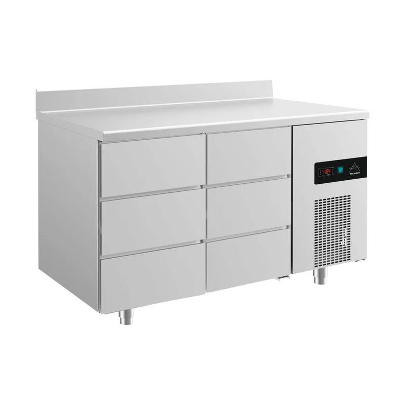 Kühltisch -2 bis +8°C 1400x700x850mm mit 2x drei Schubladen u. Aufkantung