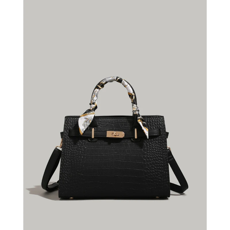 Strukturierte Krokodil-Muster-Handtasche Karnz