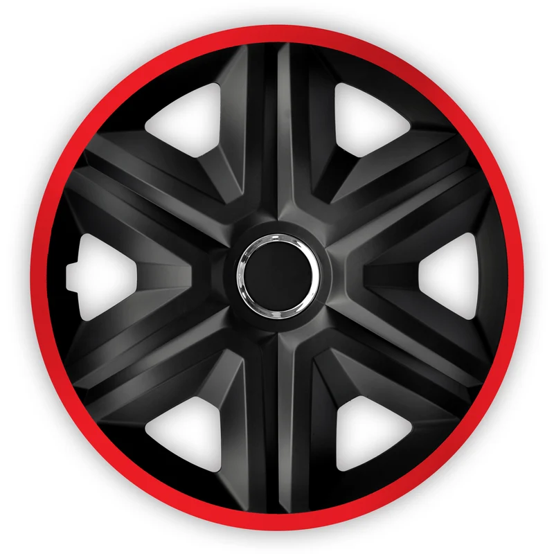 Universal Radkappen Radzierblenden Radblenden Auto KFZ 4 Stück Schwarz/Rot 14"