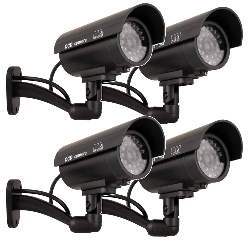 Kamera-Attrappe IR9000 B IR LED schwarzes Blinklicht, 4 Stück