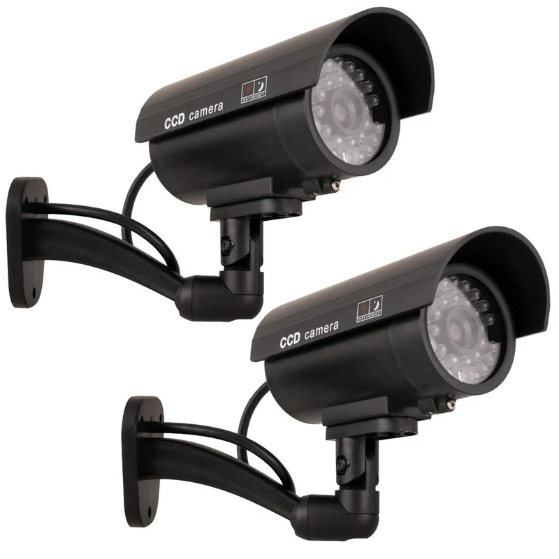 Kamera-Attrappe IR9000 B IR LED schwarzes Blinklicht, 2 Stück