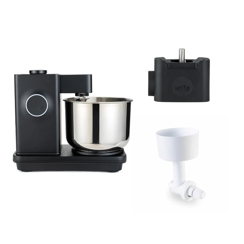 Wilfa Küchenmaschine Probaker Timer KM2BS-T70 schwarz + Tool Adapter + Messerschmidt Mahlvorsatz