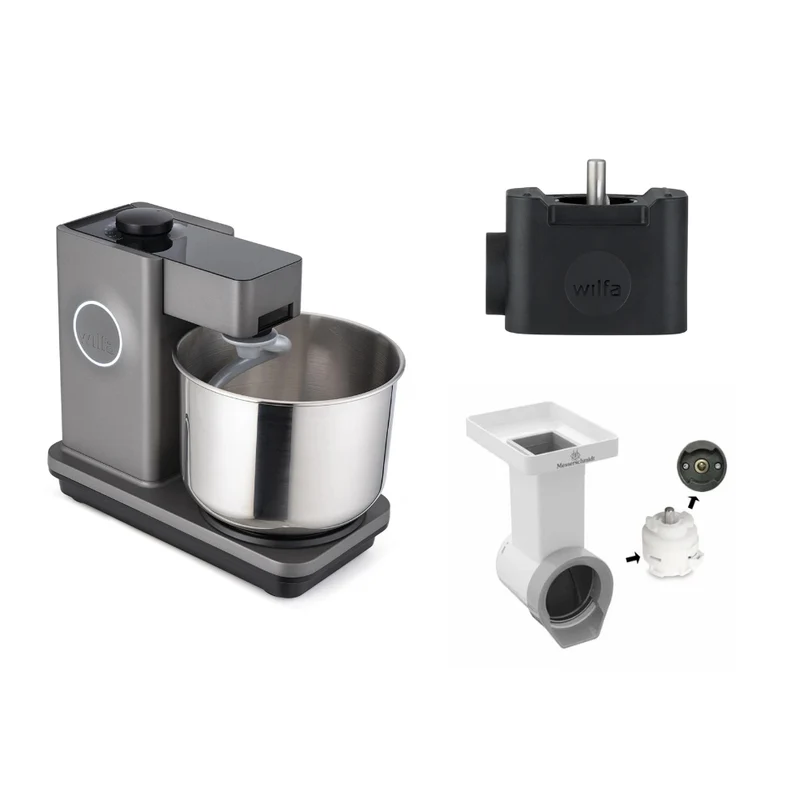 Wilfa Küchenmaschine Probaker KM1GY-70 grau + Tool Adapter + Messerschmidt Gemüseschneider