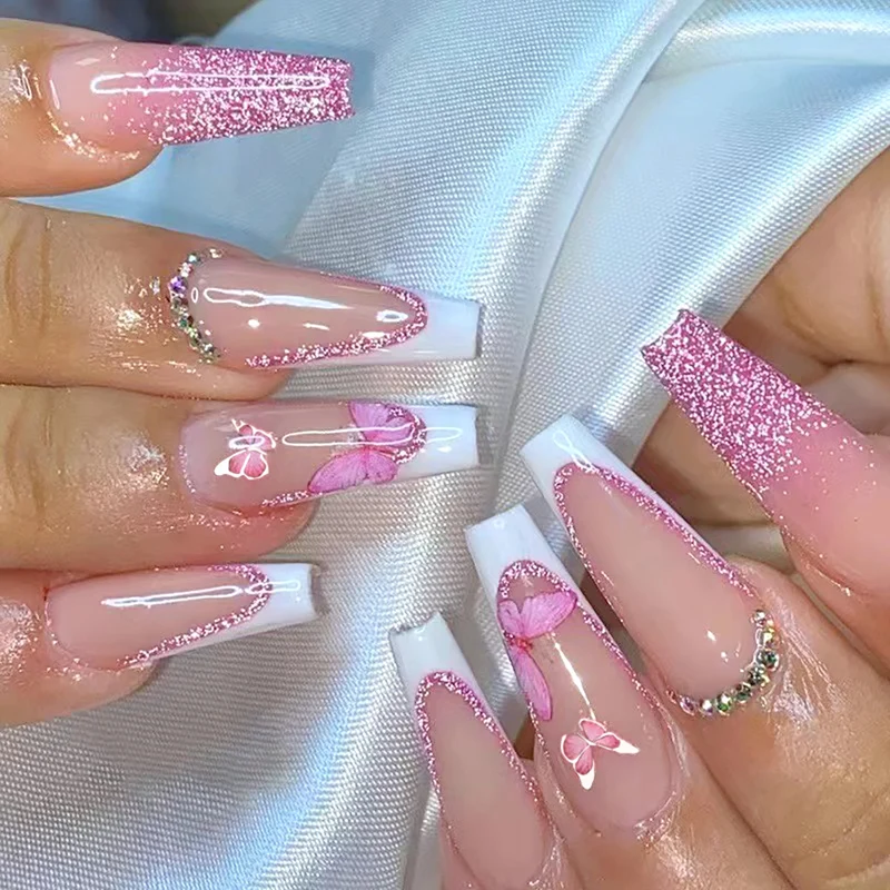 Elegante Floral Stiletto Press-On Nägel Karnz