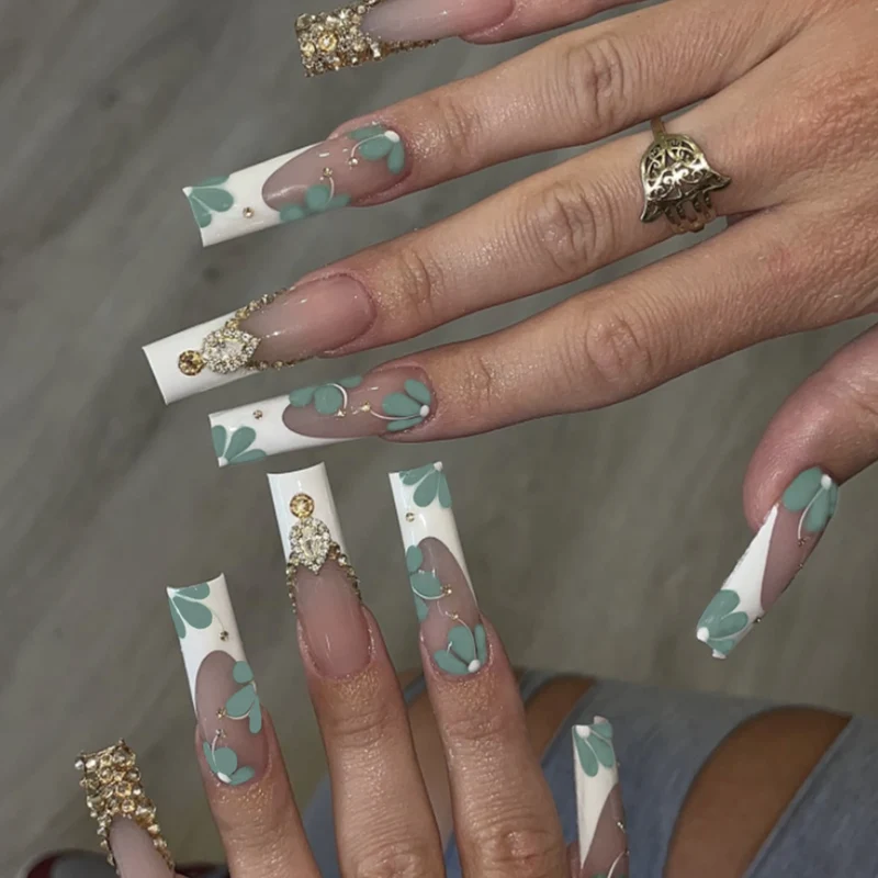 Elegante Floral Stiletto Nagelverstärkungen Karnz