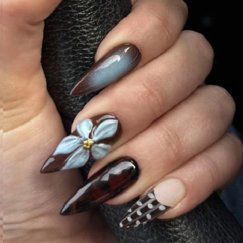 Dekorative Künstlerische Lange Stiletto Nagelverlängerungen Karnz