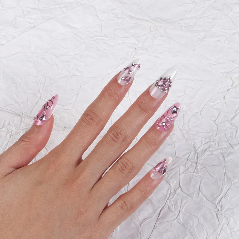 Dekorative Lange Stiletto Nagelkunst Karnz