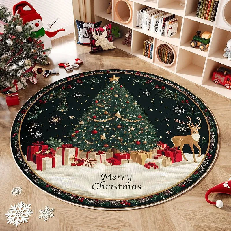 Weihnachtlich gestalteter runder Teppich Karnz