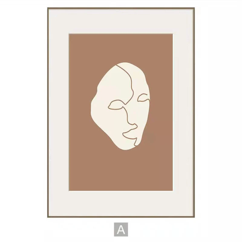 Minimalistische Gerahmte Gesichts Kunst