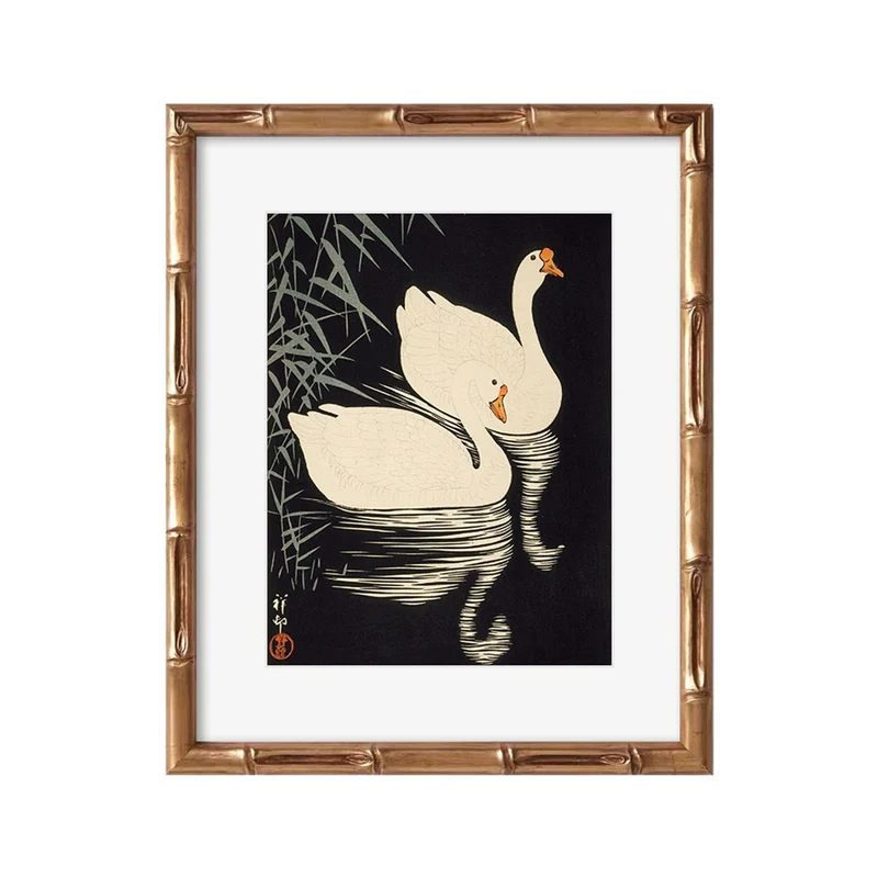 Gerahmte elegante Schwäne Kunstwerk