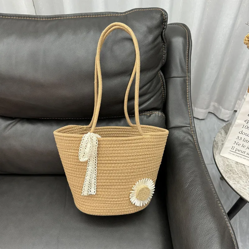 Trendige Strohkorb Tasche Karnz