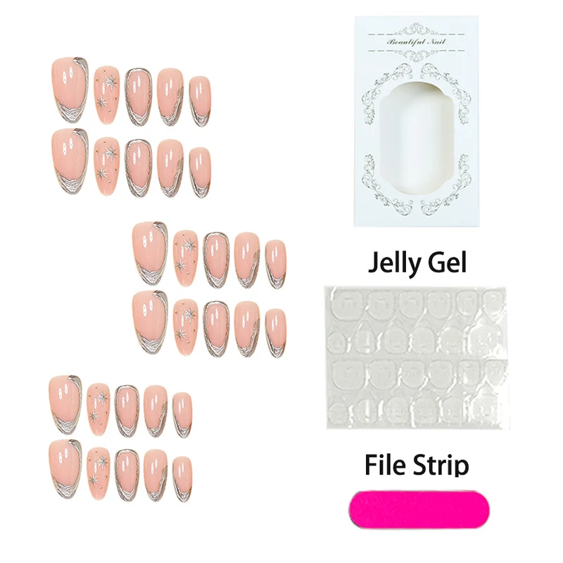 Kunstnagelset mit Glitzer und Jelly Gel Karnz