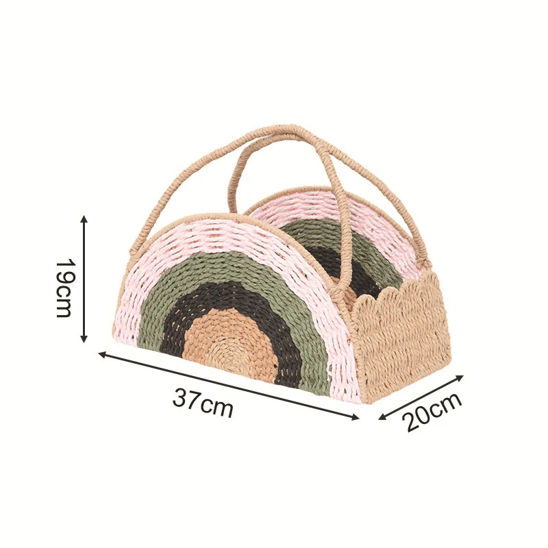 Woven Straw Rainbow Tote Karnz