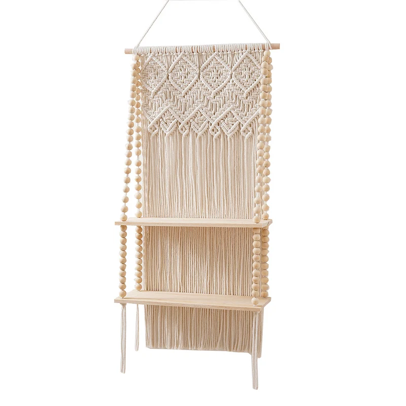 Macrame-Wandregal mit Perlenakzenten Karnz