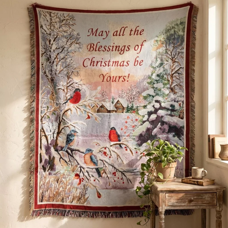 Festliches Winter Saison Wandteppich Werfen Decke