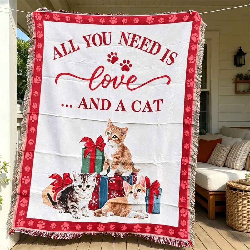 Gemütliche katzenmotivierte Decke