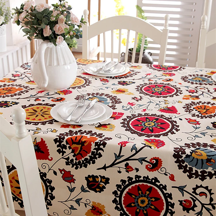 Lebhaftes florales Mustertischdecke
