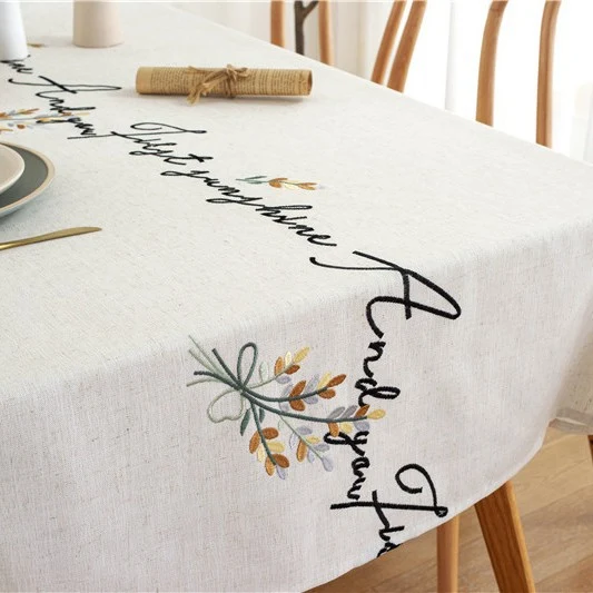 Bestickte Schrift Tischdecke