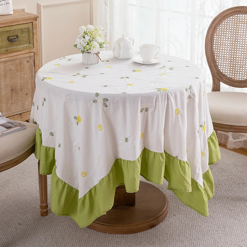 Bestickte Blumenmuster Tischdecke