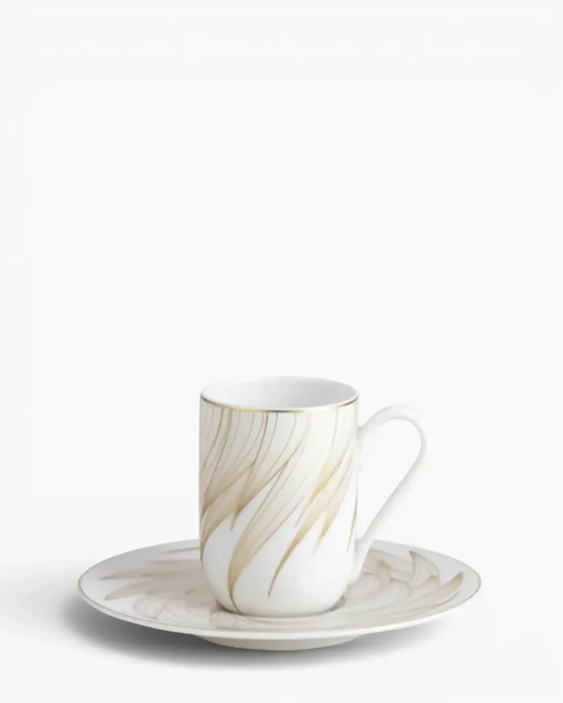 Raynaud Phénix coffee cup with saucer in Limoges porcelain with gold decoration