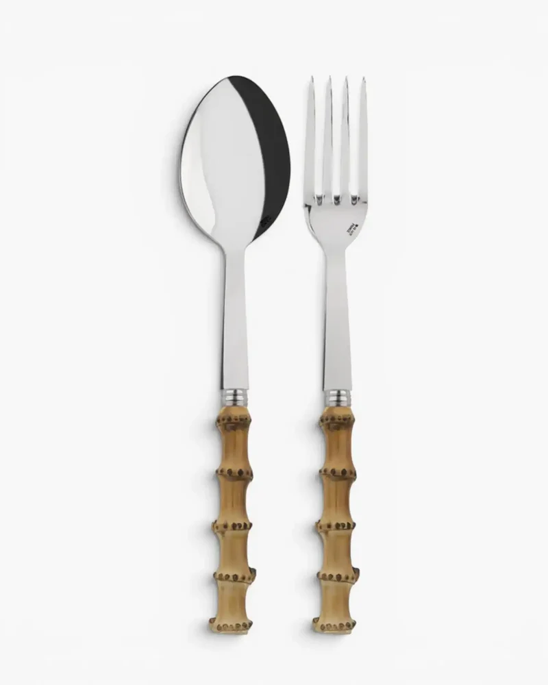 Sabre Paris Panda 2-piece stainless steel serving cutlery set with bamboo handles