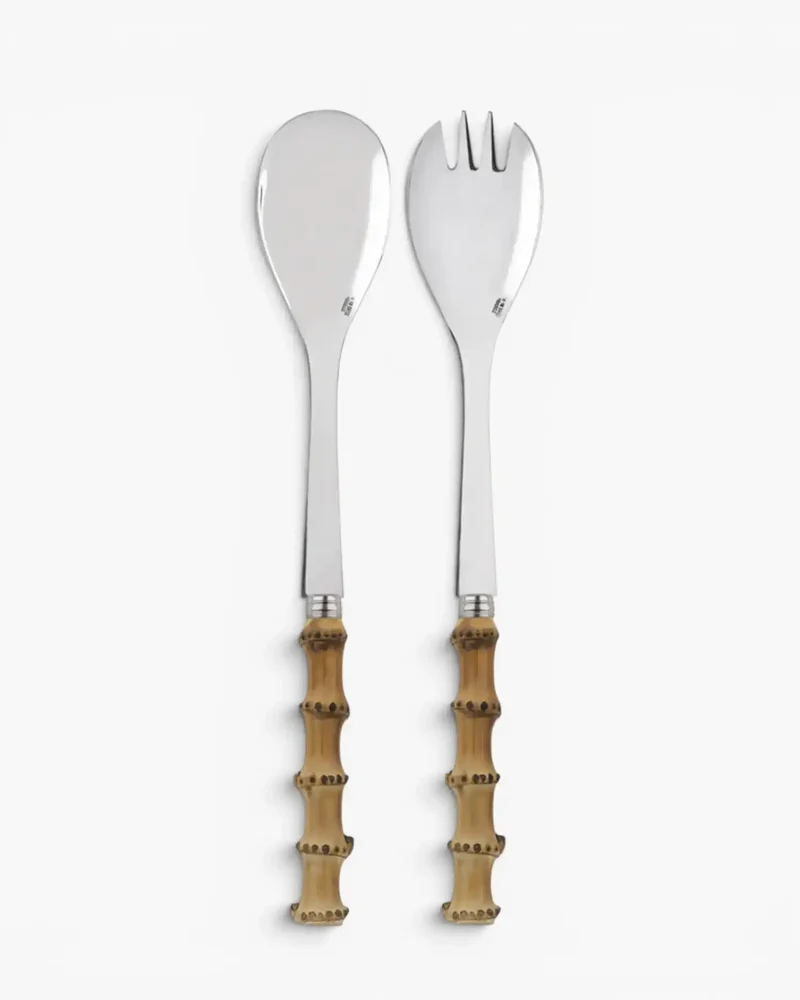 Sabre Paris Panda 2-piece stainless steel salad cutlery set with bamboo handles