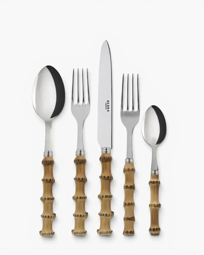 Sabre Paris Panda 5-piece stainless steel cutlery set with bamboo handles