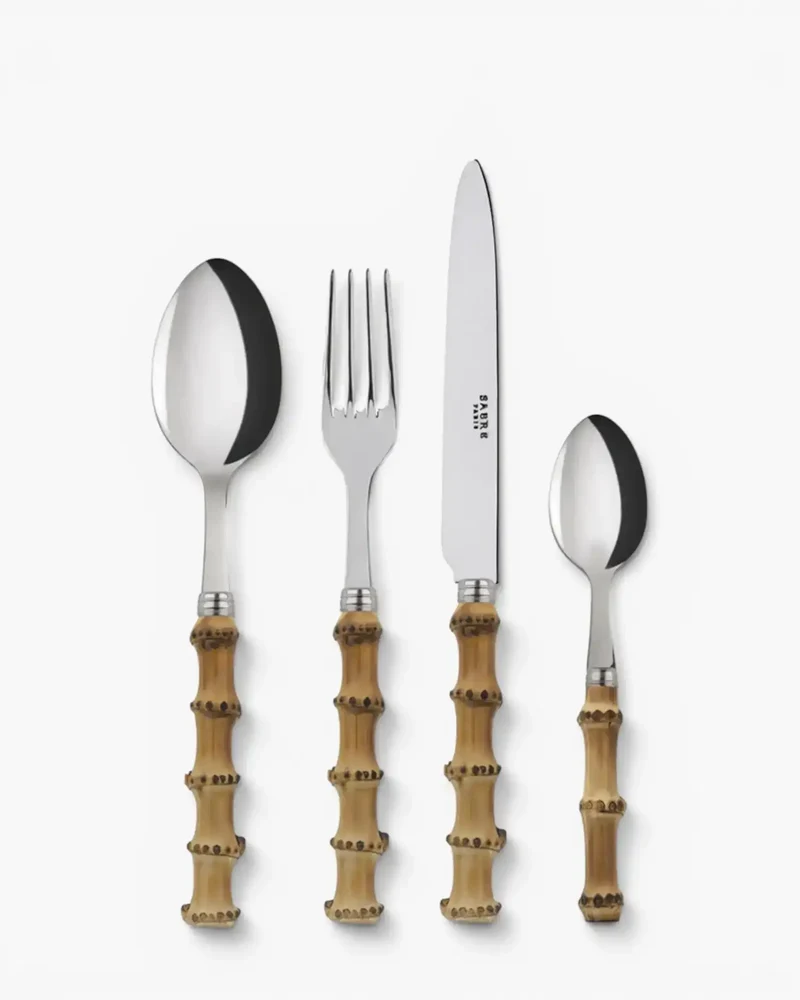 Sabre Paris Panda 24-piece stainless steel cutlery set with bamboo handles