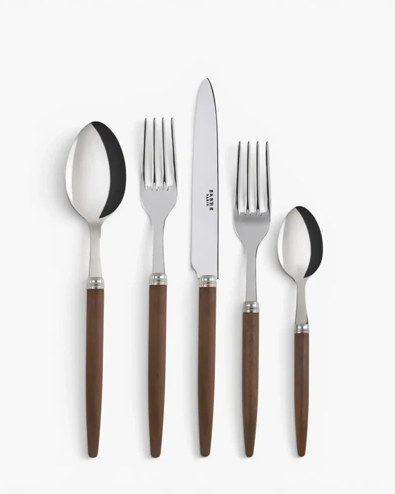 Sabre Paris Jonc 5-piece stainless steel cutlery set with wood handles