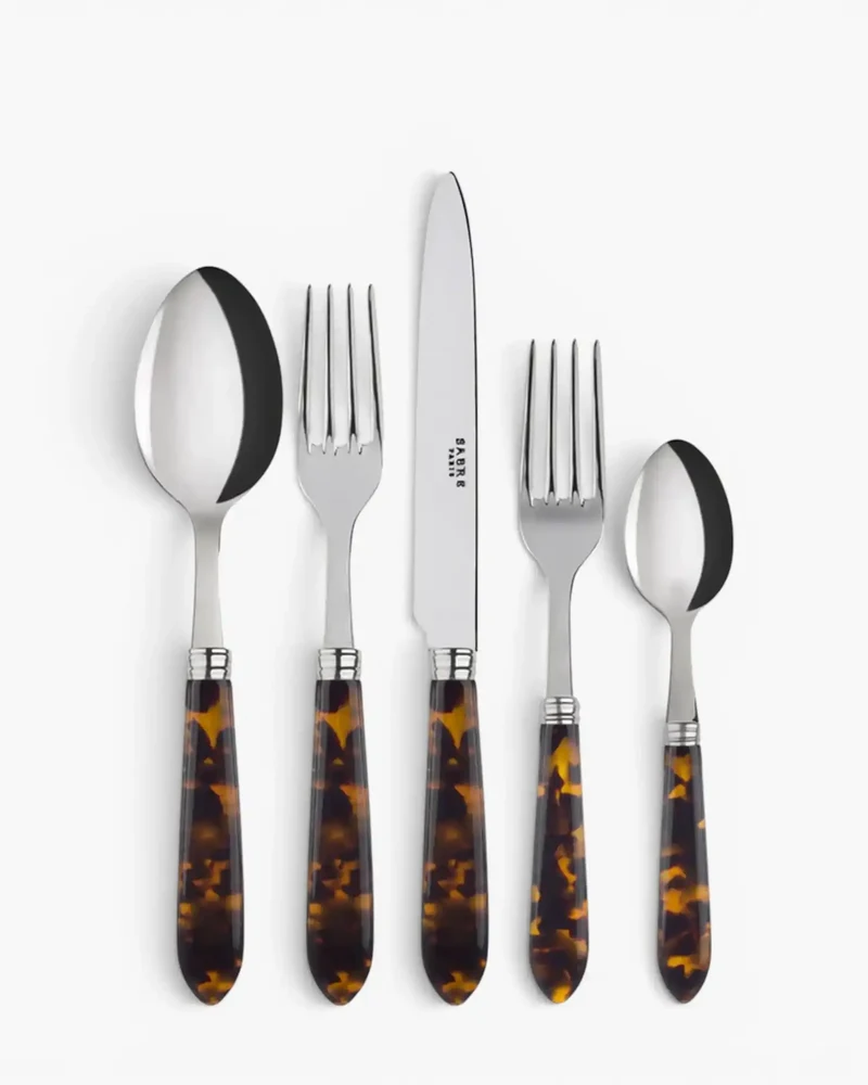 Sabre Paris Tortoise 5-piece stainless steel cutlery set with acrylic handles