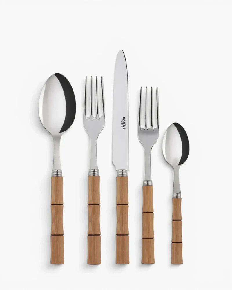 Sabre Paris Bamboo 5-piece stainless steel cutlery set with wood handles