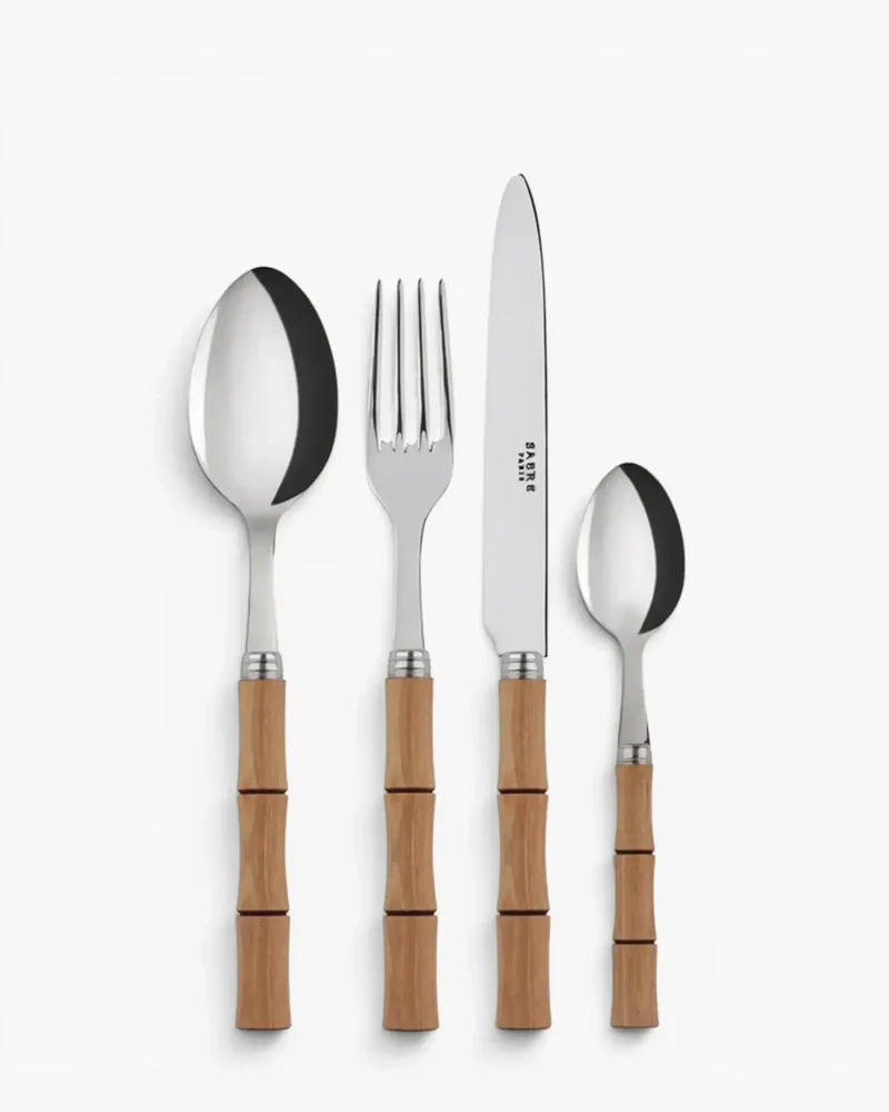 Sabre Paris Bamboo 24-piece stainless steel cutlery set with wood handles