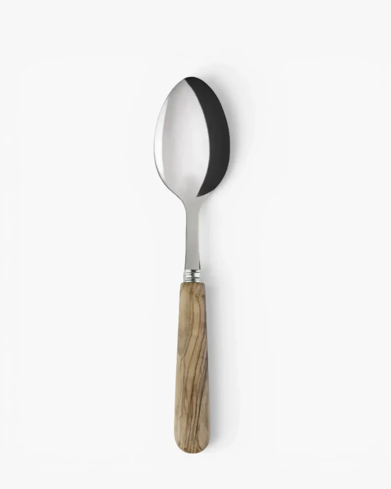 Sabre Paris Lavandou stainless steel dessert spoon with olive tree wood handle