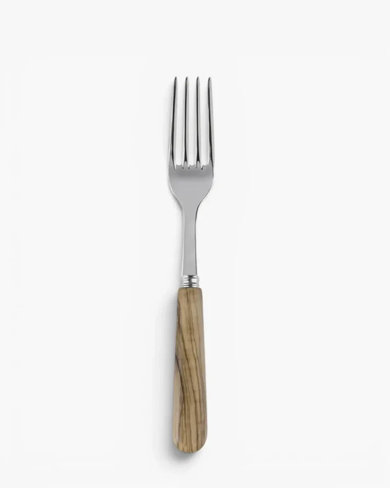 Sabre Paris Lavandou stainless steel dessert fork with olive tree wood handle