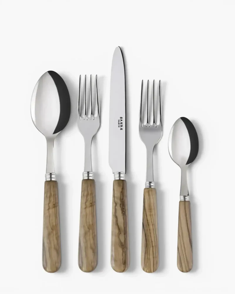 Sabre Paris Lavandou 5-piece stainless steel cutlery set with olive tree wood handles