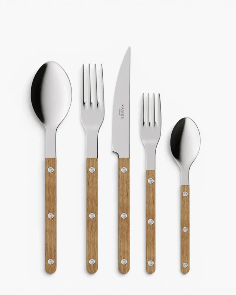 Sabre Paris Bistrot Teak 5-piece stainless steel cutlery set with wood handles